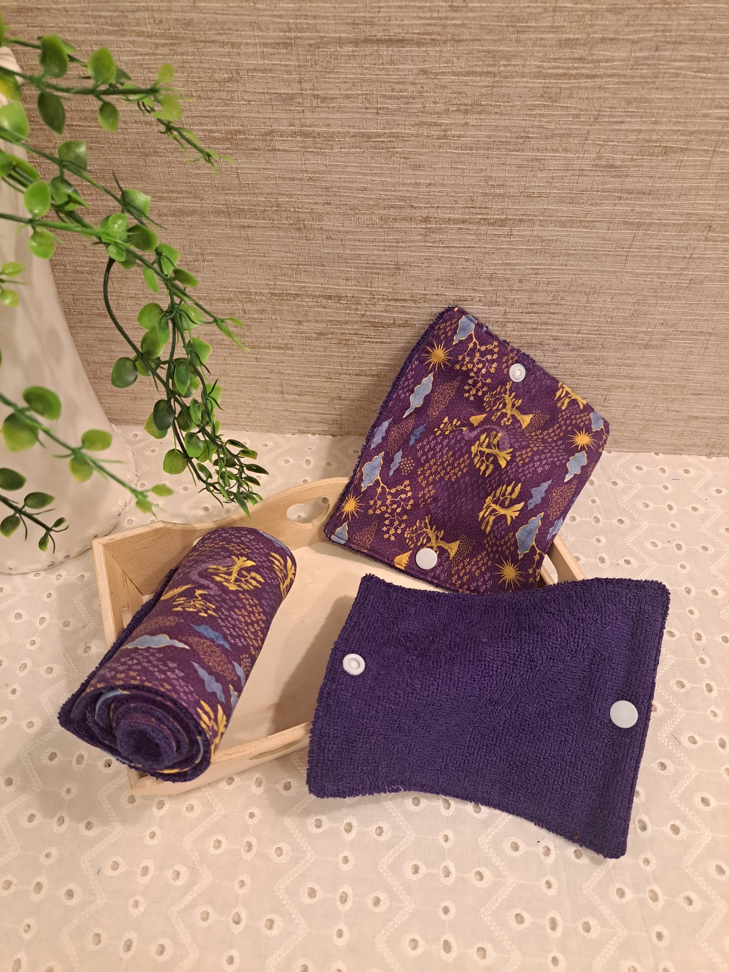 Rouleau Papier Toilette Lavable "Violet Japan" (12 feuilles)