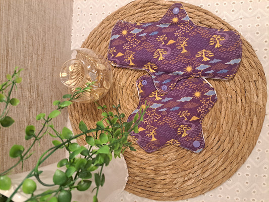 Serviette Hygiénique Lavable Flux Normal (Grande Taille) "Violet Japan"